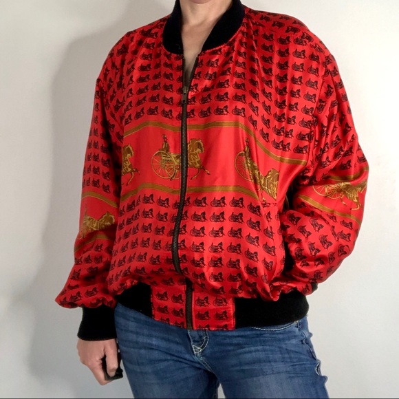 Vintage Mighty Red Satinlike Bomber - Picture 1 of 7